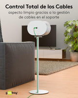 goobay Soporte para Altavoces Sonos Era 300, Capacidad de Carga de 5 K, gestión de Cables, 71,5 cm de Altura, Blanco, 71985