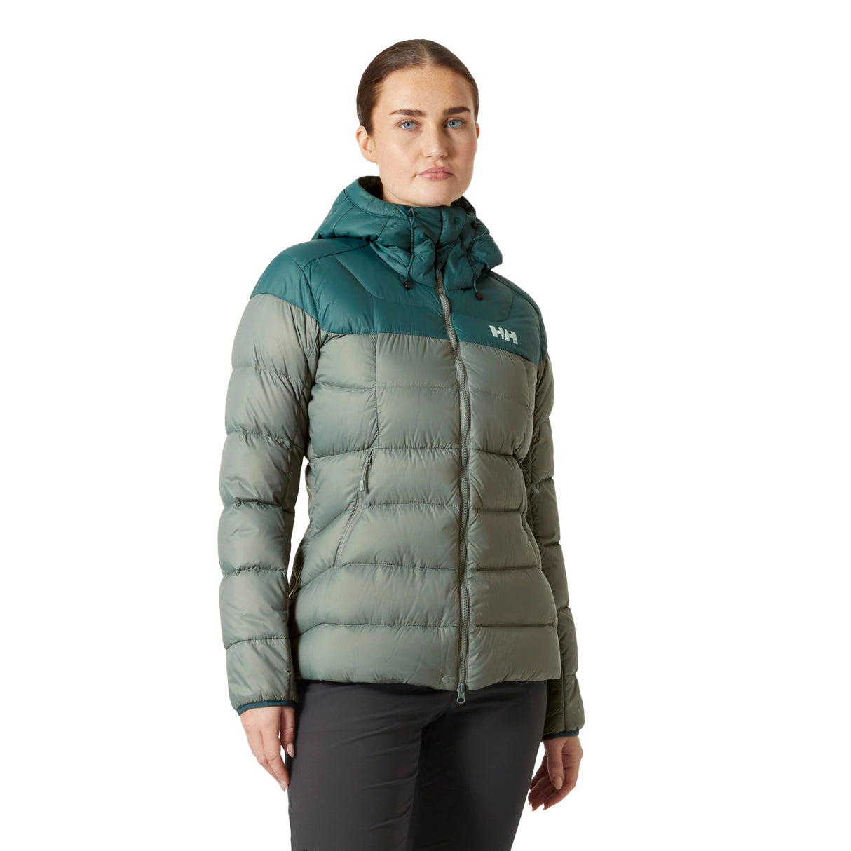 Helly Hansen W Verglas Glacier Down Jacket Abrigo, 485 Grey Cactus/Dark Creek, XS para Mujer
