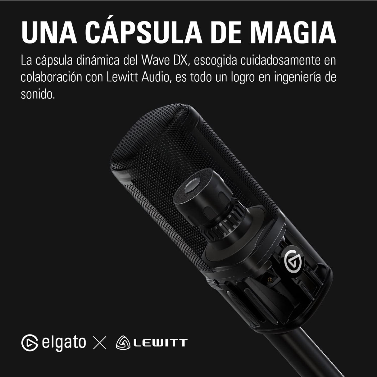 Elgato Wave DX - Micrófono XLR dinámico, patrón cardioide, reducción de Ruido, optimizado para Voz para podcasts, Streaming y retransmisiones, sin Amplificador de señal, para Mac y PC