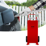 VEVOR Tanque de combustible 30 galones con 2 ruedas bomba de transferencia manual contenedor de combustible diesel de gasolina para automóviles, cortadoras de césped, vehículos, barcos, rojo