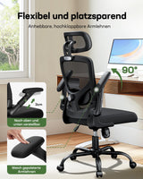 Marsail Silla de Oficina ergonómica con Soporte Lumbar Ajustable, reposacabezas y reposabrazos, Altura Regulable y función basculante
