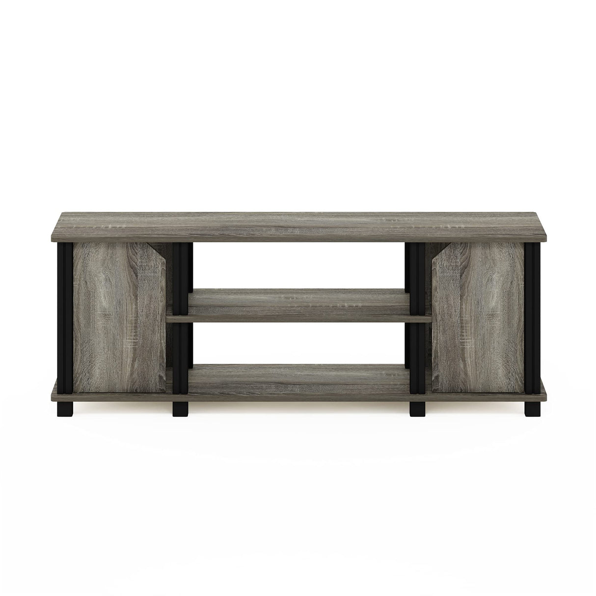 Furinno Brahms - Mueble de televisor con estantes y almacenamiento, color roble francés y negro