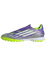adidas F50 League Laceless Turf Football Boots, Botas de fútbol Unisex Adulto, Purple Rush/Cloud White/Lucid Lemon, 39 1/3 EU