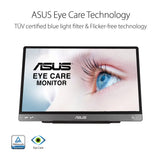 ASUS ZenScreen MB14AC - Monitor portátil de 14" FullHD (1920x1080,IPS, solución de señal híbrida, USB Tipo C, sin Parpadeo, Filtro de luz Azul, Superficie antideslumbrante), 250cd/m², Gris