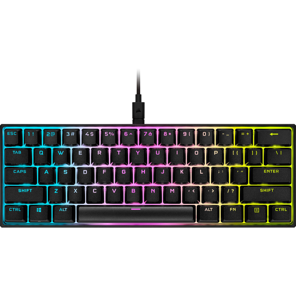Corsair K65 RGB Mini 60% Teclado mecánico para Juegos (iluminación RGB Personalizable de Teclas Individuales, Teclas Cherry MX Speed, Teclas PBT de Doble Disparo, tecnología AXON) QWERTZ, Negro