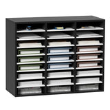 VEVOR Organizador de Literatura de Madera de 27 Ranuras de 800x305x630 mm, Estantes Ajustables de Tablero de Fibra de Densidad Media, Almacenamiento para Archivos, Documentos, Papeles, Negro y Blanco