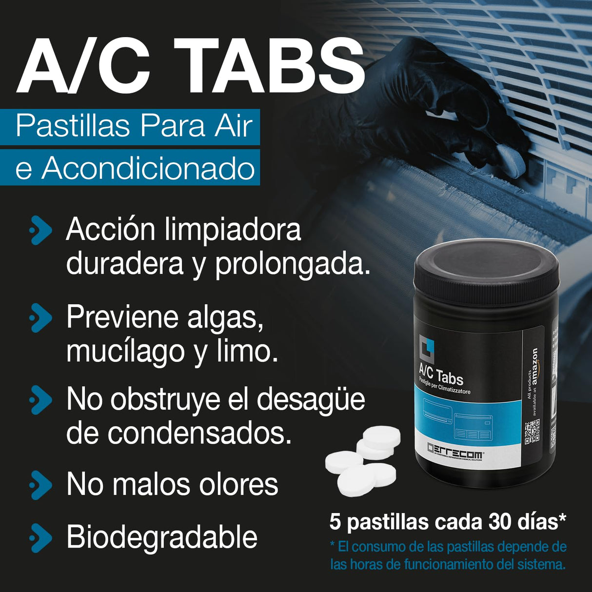 ERRECOM Kit Limpieza Completa Aire Acondicionado: JET GUN PRO+ Hidrolimpiadora Portátil, Clima-Net 1L Limpiador Unidad Interna/Externa, A/C Tabs Pastillas, Cover Protección Paredes Wally, Guantes