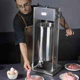 VEVOR Embutidora Manual de Salchichas Capacidad de 15 L Máquina de Salchichas Vertical de Acero Inoxidable con 5 Tubos de Relleno para Churros Salchichas para Restaurante Supermercado Cocina