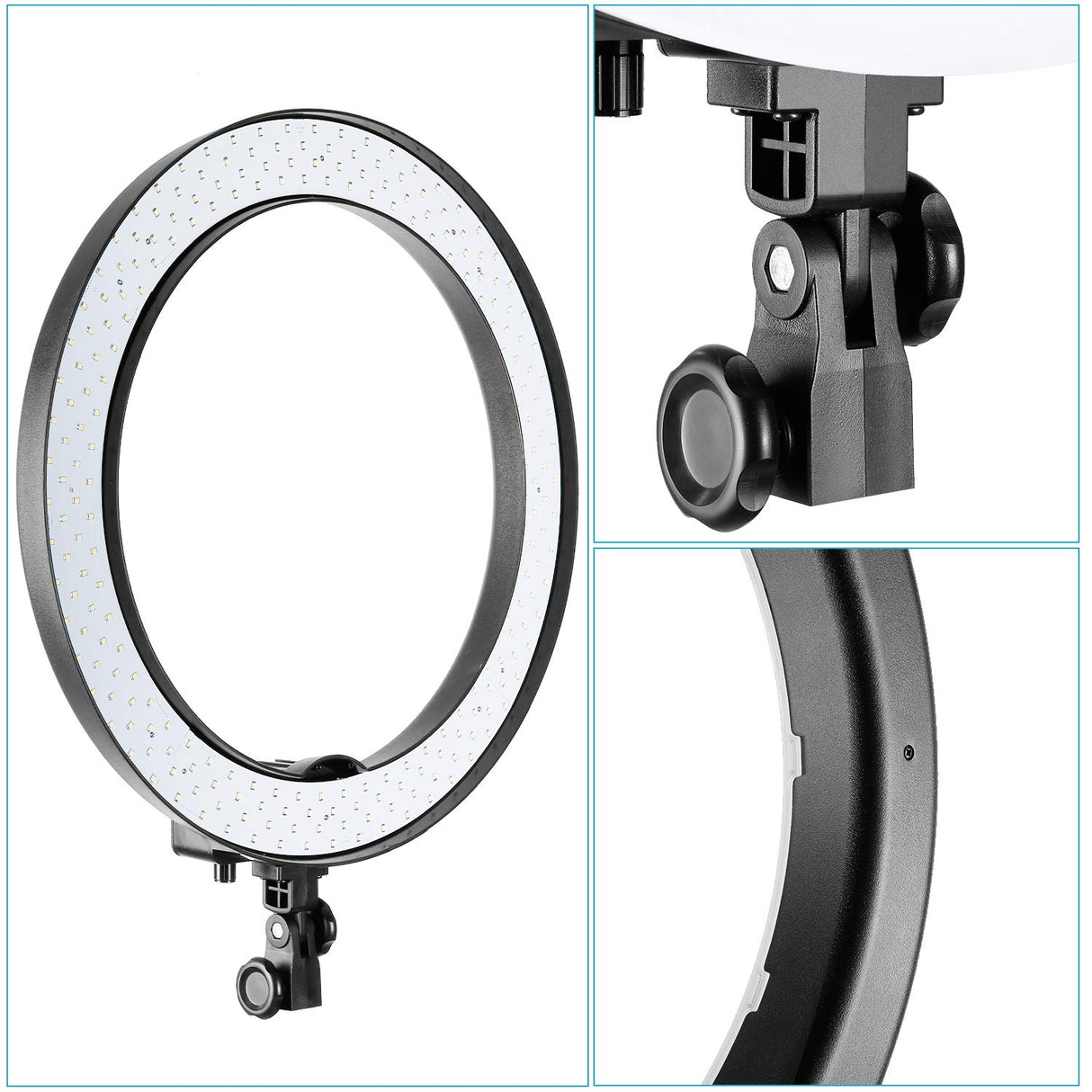 NEEWER 18"/45cm Aro de Luz LED W/Soporte, Soporte Teléfono, Zapata Fría, Filtros, 58W 5600K 0-100% Regulable Gran Anillo Luz Selfie para Cámara Live Stream Maquillaje Estudio Foto Video, RL-18