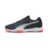 PUMA - Eliminate Turbo, Zapato de Tribunal Interior Unisexo, Parisian Night-PUMA White-Glowing Red,