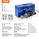 VEVOR Cortadora de Varillas de Refuerzo Hidráulica Eléctrica, 1000 W, hasta 4-20 mm en 3 Segundos, Acero de Alta Potencia con Caja de Herramientas y Lata de Aceite, Negra y Azul, 410 x 115 x 220 mm