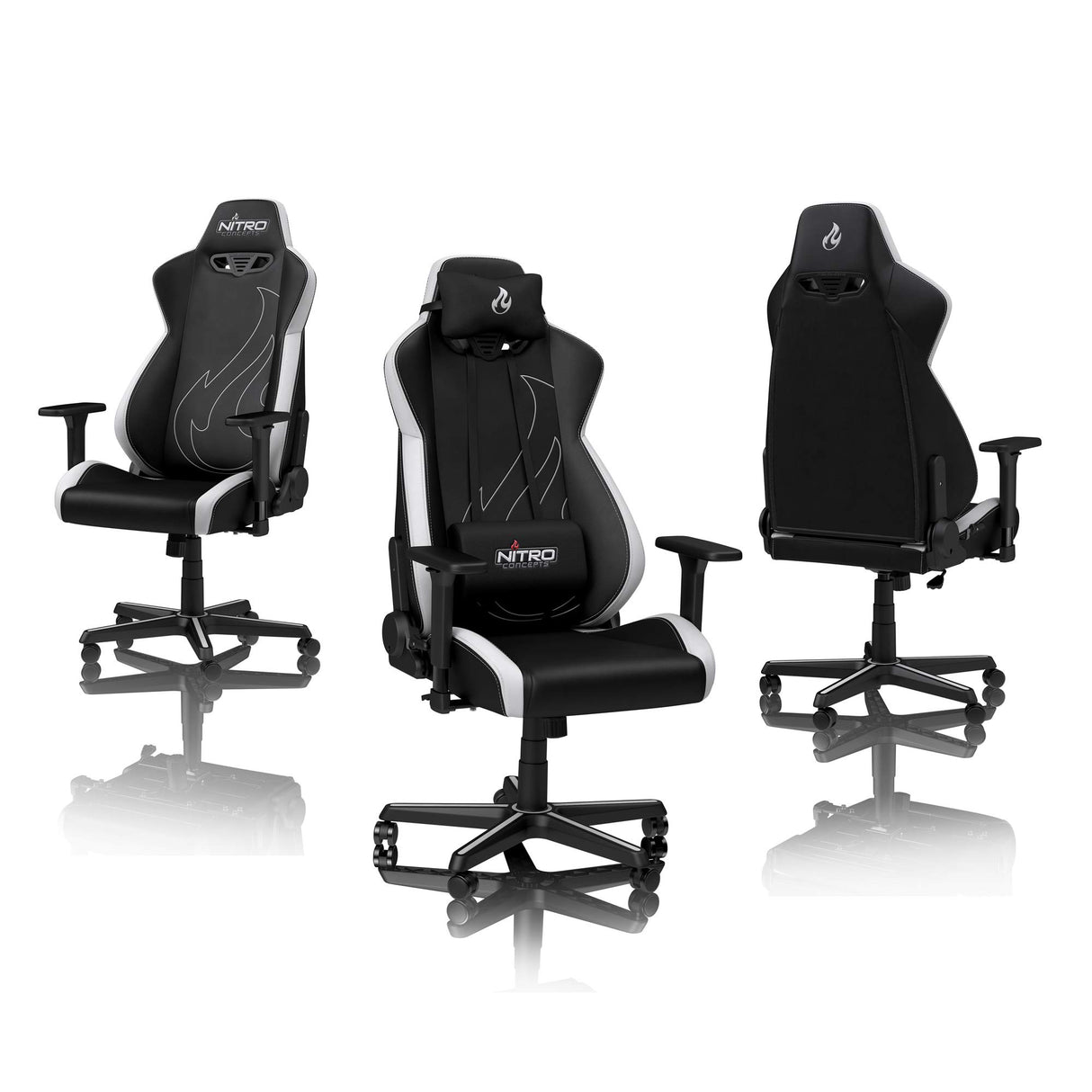 NITRO CONCEPTS Silla, Piel sintética de Poliuretano, Radiant White, 56 x 57 x 140 cm