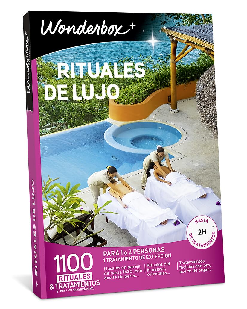 WONDERBOX - Caja Regalo - Rituales de Lujo - 1 Tratamiento Bienestar excepcional como masajes en Pareja, tratamientos faciales con Punta de Diamante, accesos a circuitos exclusivos de Agua