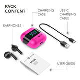 Music Sound, Spark - Auriculares TWS, Bluetooth, inalámbricos, Pantalla LED, Play Time 30 Horas, emparejamiento automático, Controles táctiles en los Auriculares, Rosa