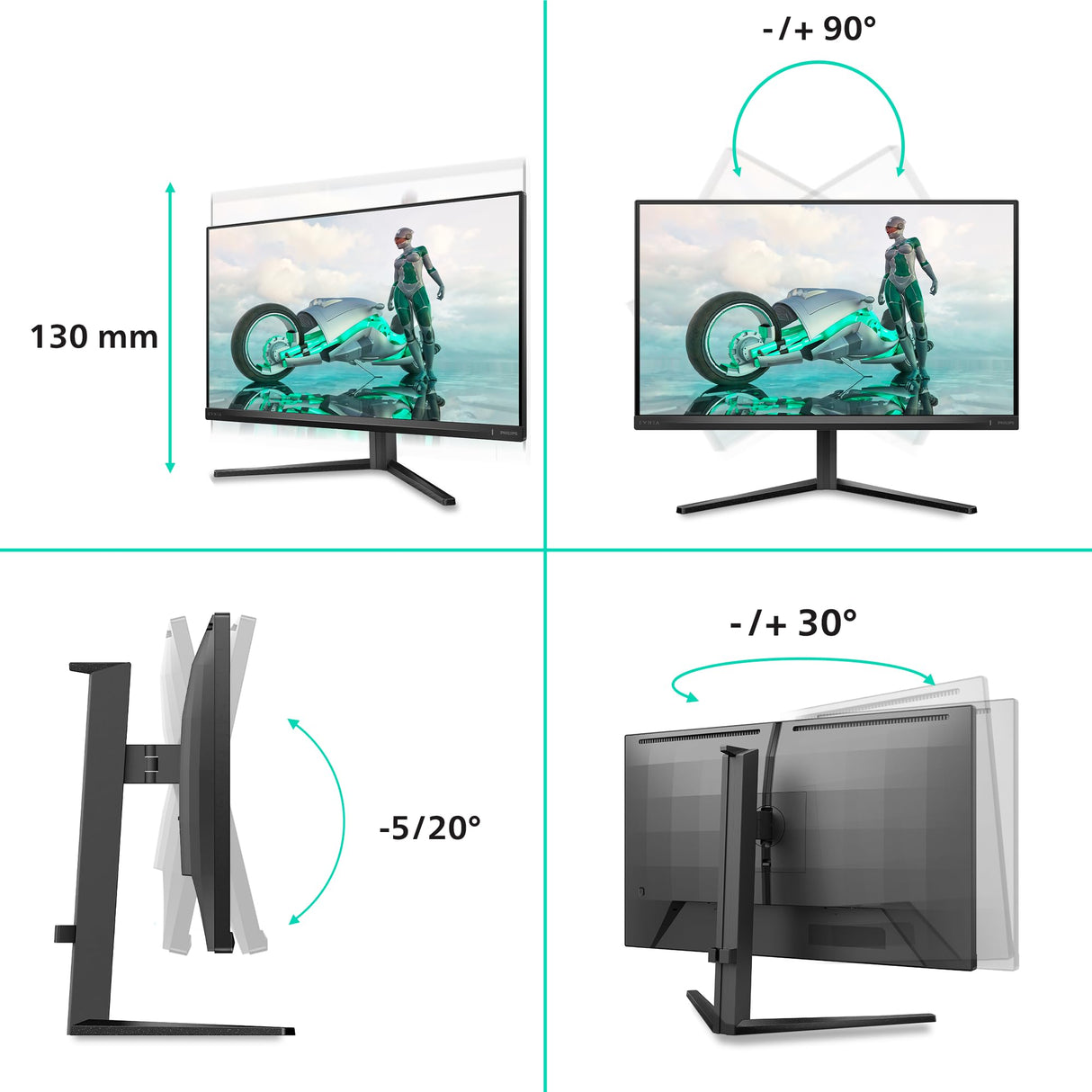 Philips 27M2N3200AM - Monitor Gaming Full HD de 27 Pulgadas, 180 Hz, 1ms GtG, FreeSync Prem., G-Sync Comp. (1920x1080, 2X HDMI, DisplayPort) Negro/Gris