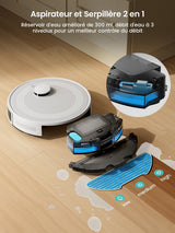 Lefant M2 Robot Aspirador Lavador con cartografía, aspiración de 5500Pa, navegación láser, tecnología de evitación PSD, Limpieza Personalizada, duración de 240 Minutos, Control vía App/Alexa/WiFi