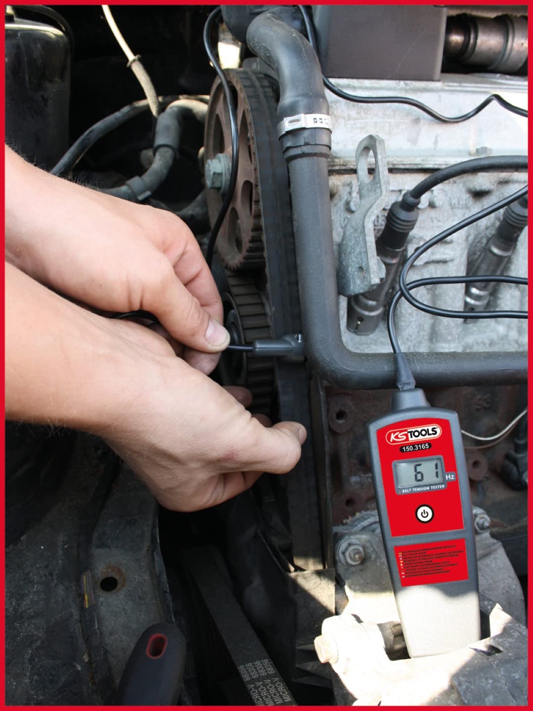 KS Tools 150.3165 Comprobador electrónico de tensión de correas HZ