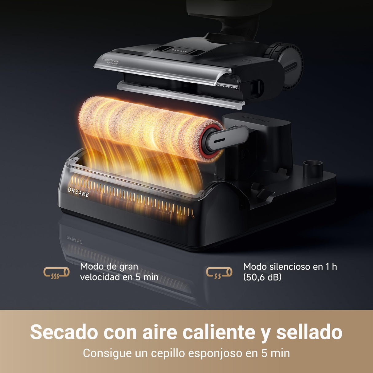 DREAME H14 Pro Aspiradora en seco y húmedo, Alcance de 180 Celsius, Autolimpieza a 60 Celsius, Secado en 5 min, Máxima Potencia de 18 kPa, Adición Automática del Producto, Cepillo Giratorio