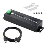 StarTech.com Hub Concentrador USB 2.0 de 10 Puertos - Hub USB Resistente con Protección de ESD de Nivel 4 - de Escritorio, Pared, DIN - con Puertos Bloqueables - Ladrón USB (USB210AIND-USB-A-HUB)
