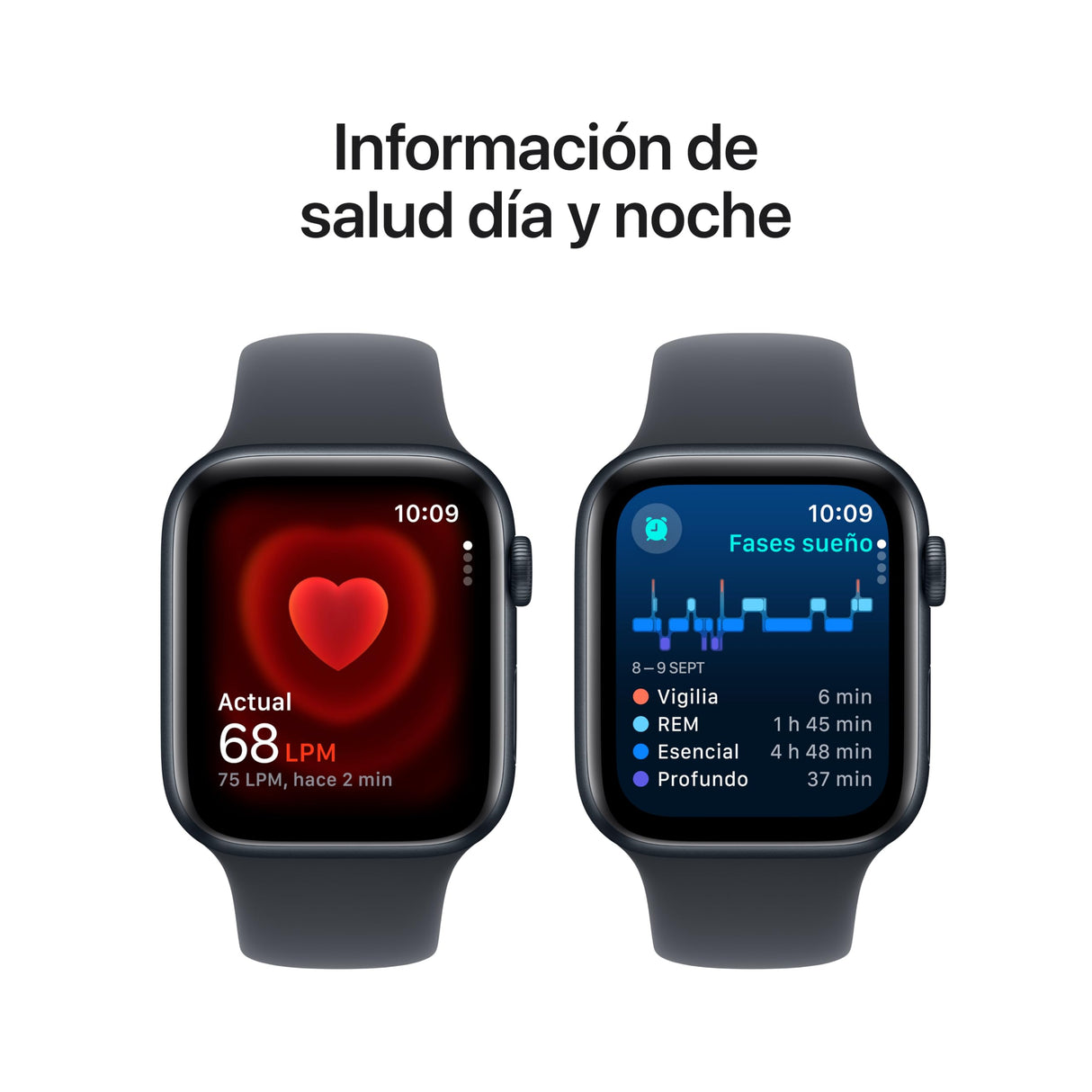 Apple Watch SE de 2.ª generación GPS + Cellular Smartwatch con Caja de Aluminio en Medianoche de 44 mm y Correa Deportiva Medianoche - Talla S/M. Monitores de entreno y sueño y Resistencia al Agua