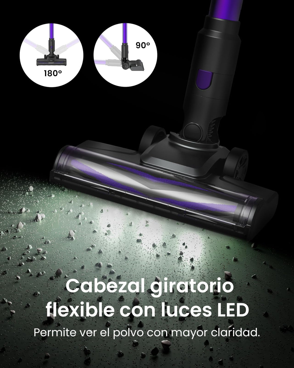 Vexilar Aspiradora sin Cable V8PRO 35KPa,Aspirador 3-en-1 Autonomía 40 Mins, Escoba Aspiradora sin Cable Potente Succión,Aspirador Vertical para Pelo de Mascotas/Alfombra/Suelo/Coche
