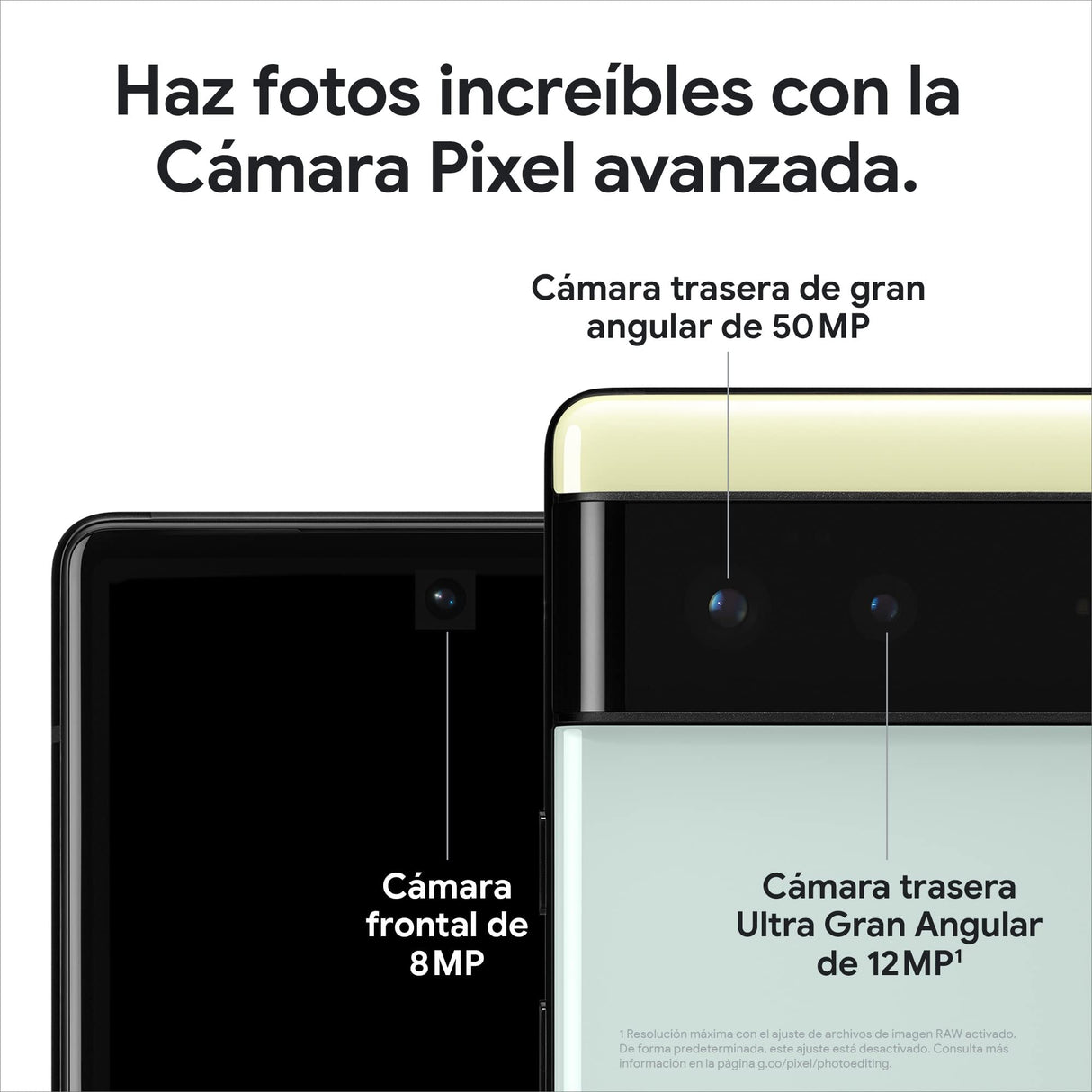 Google Pixel 6 - Teléfono móvil libre 5G Android con cámara de 50 megapíxeles y lente de gran angular - [128 GB] - [Carbón]