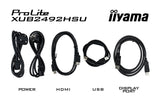 iiyama XUB2492HSU-W6 24" Blanco Panel IPS, 1920x1080100Hz, 15cm Regulable en Altura, Pivotante, Pivot, 250cd/m², Altavoces, HDMI, DisplayPort, 0,4ms MPRT, FreeSync, USB 4X 3.2 (23,8" Vis)