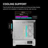 GAMDIAS Atlas M1 WH Gaming ATX Mid Tower - Carcasa para computadora de computadora de Torre Media, Monitor Personalizado con Software, Ventiladores ARGB PWM de 3 x 120 mm (2 entradas), Pantalla