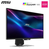 MSI MPG 274URDFW E16M Monitor gaming 4K UHD de 27 pulgadas, 3840x2160 IPS rápido, 0,5 ms, DisplayHDR 1000, Mini-LED, Modo dual, HDMI 2.1, DP 1.4a, USB C 98WPD, Ajustable en inclinación, altura, Blanco