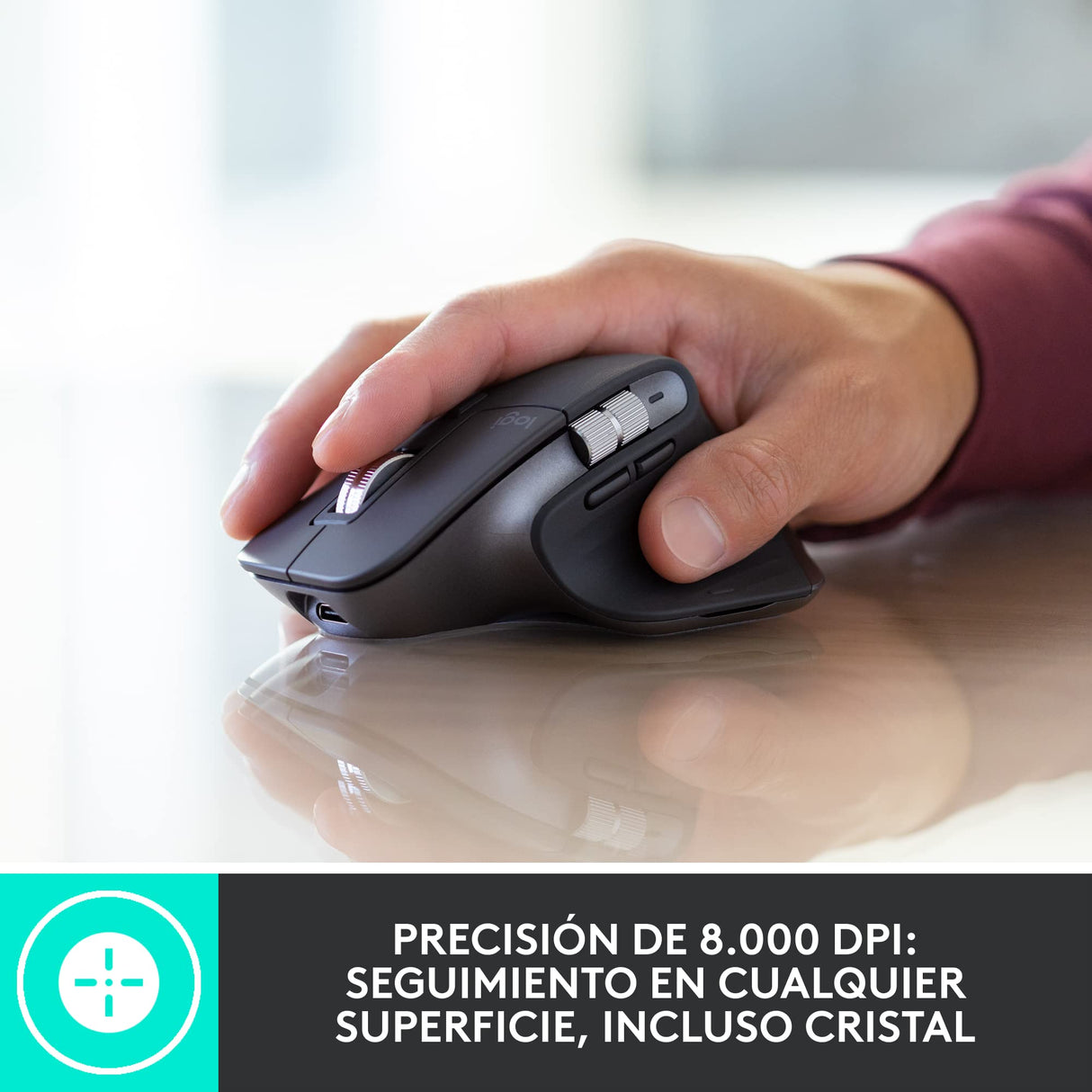 Logitech MX Master 3S para empresas, ratón inalámbrico con clics suaves, 8K DPI, receptor USB Logi Bolt seguro, BT, carga USB-C, Desplazamiento MagSpeed, Windows/Mac/Chrome/Linux - Gris