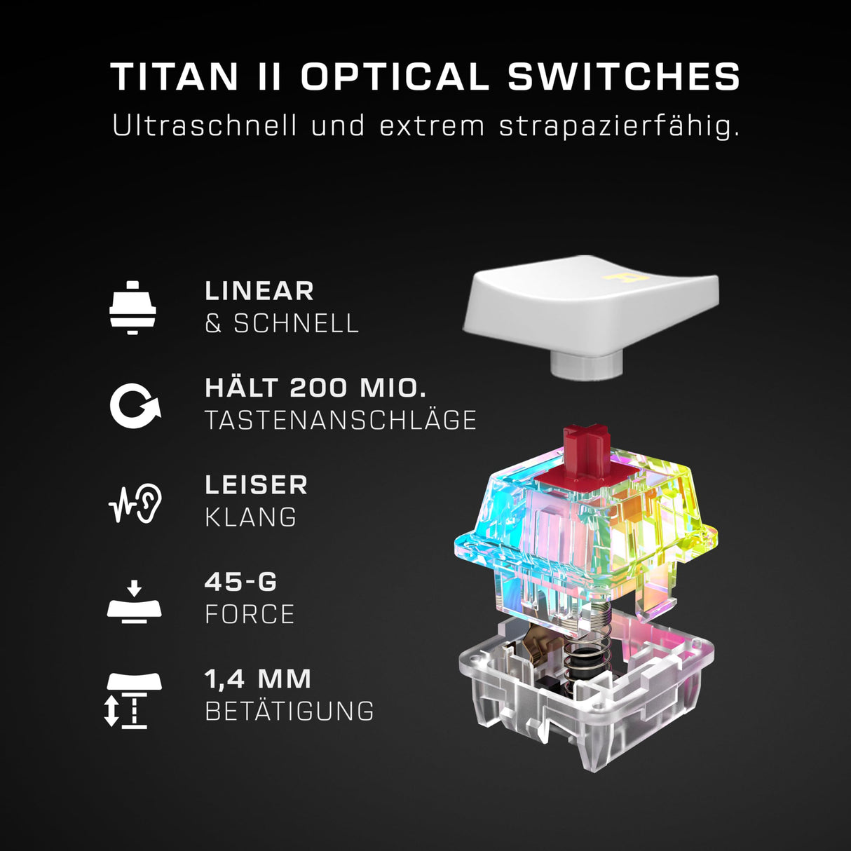 Turtle Beach Vulcan II Mini - 65% Teclado óptico mecánico para Juegos con iluminación RGB Personalizable, tecnología duplicadora de Teclas, Placa de Aluminio, Color Blanco