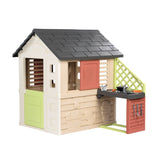 Smoby Life Casa Nature con Cocina de Juguete - Casita Infantil Interior y Exterior - Material Reciclado UV Resistente - A Partir 2 años - Cocina y Accesorios Incluidos - (7600810739)
