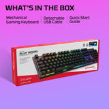 HyperX Alloy Origins – Teclado mecánico para videojuegos, Teclas HyperX Blue Mecánicas, Compacto, Portátil, Carcasa de aluminio duradera, Personalización avanzada, Software HyperX NGENUITY US Layout
