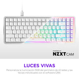 NZXT Teclado mecánico Gaming Function Elite MiniTKL con RGB magnético – Activación Ajustable – interruptores Hall Effect de Doble raíl –Disparador rápido – frecuencia de sondeo de 8K – DE – Blanco