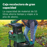 Bosch Home and Garden desmenuzadora de jardín con turbina AXT 25 TC (2500 W; apta para madera y residuos duros jardín; incluye guantes caja recogida integrada 53 L; en embalaje cartón)