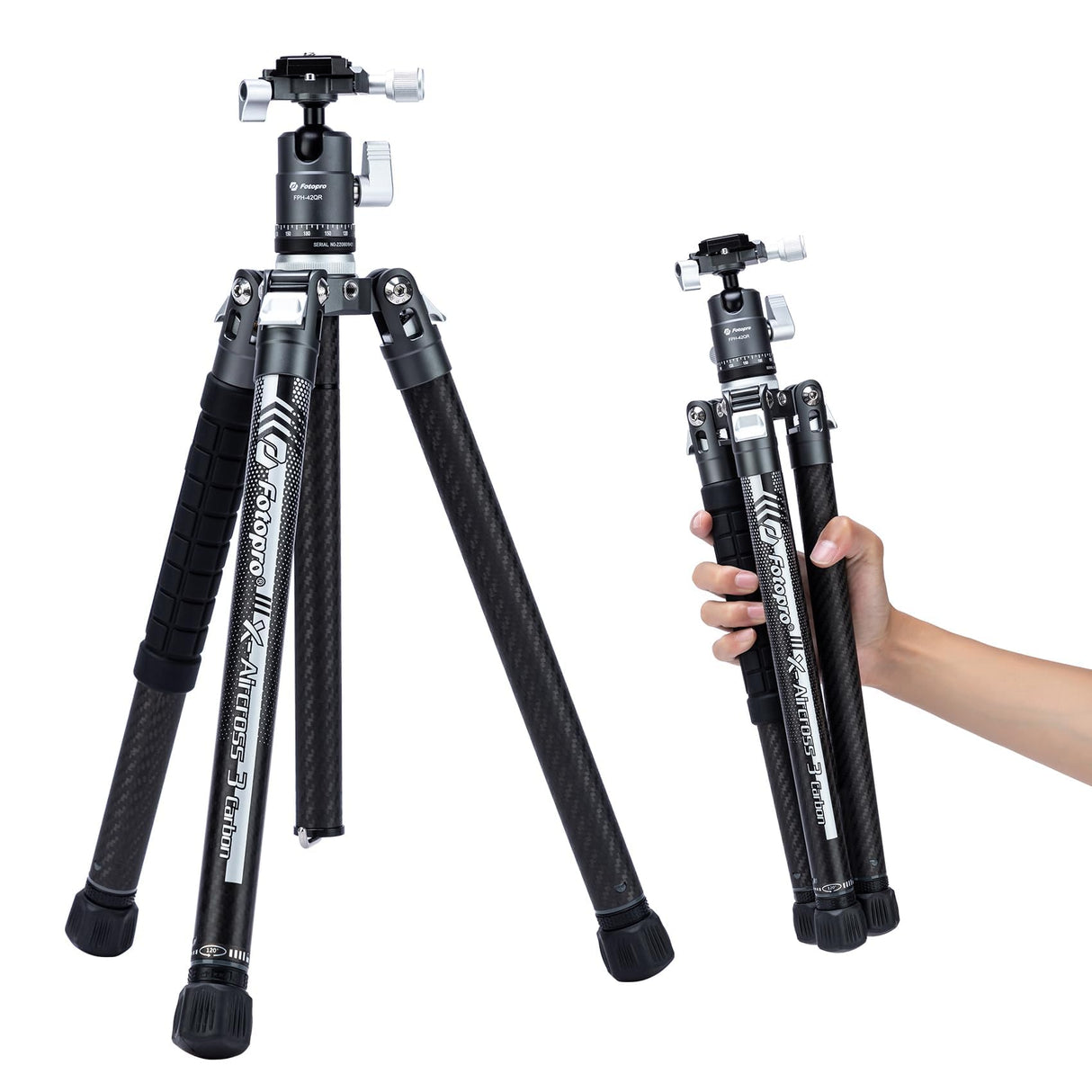 Fotopro Trípode de Viaje Ligero de 62 Pulgadas con monopio 360 Cabeza de Bola retráctil Estable 2.07 lbs trípode de Fibra de Carbono Profesional Ultraligero para cámara DSLR