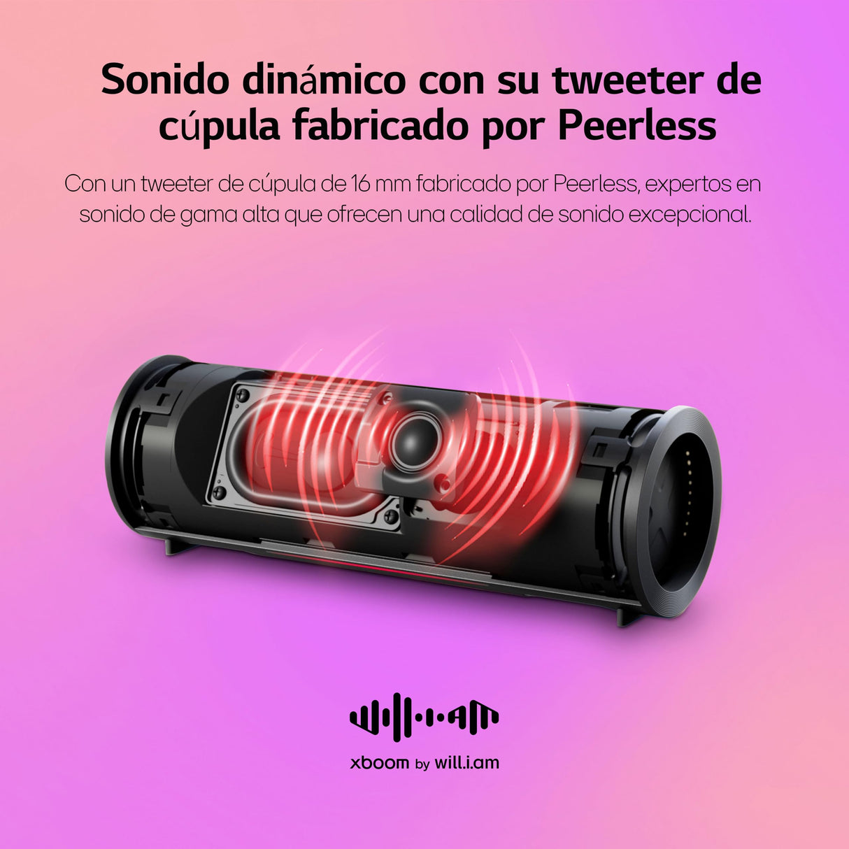 LG xboom Grab, Altavoz Inalámbrico, Bluetooth, 30W, Sonido Sound Boost, Resistente al Agua IP67, Autonomía 20h, Color de Luces LED Variable, Amplia Conectividad