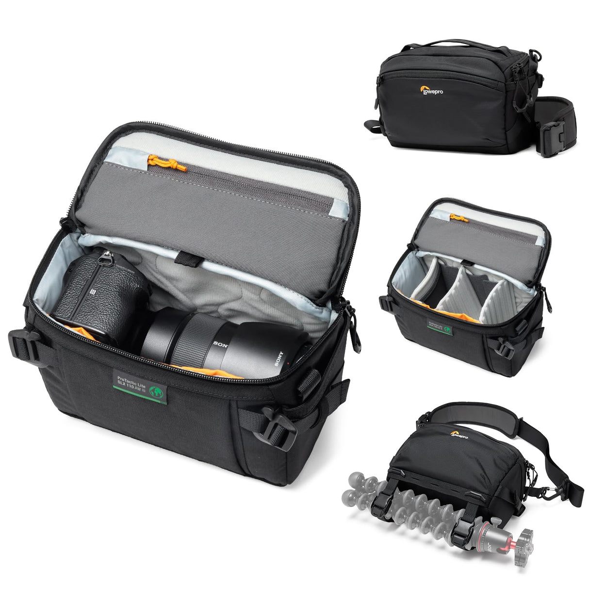 Lowepro ProTactic Lite SLX 110 AW III Bolsa Bandolera para Cámara, Cámara Profesional, Cubierta para Lluvia, Mochila Cruzada Ligera, para Fotógrafo, Videógrafo, Volumen 4L, para DSLR/Sin Espejo