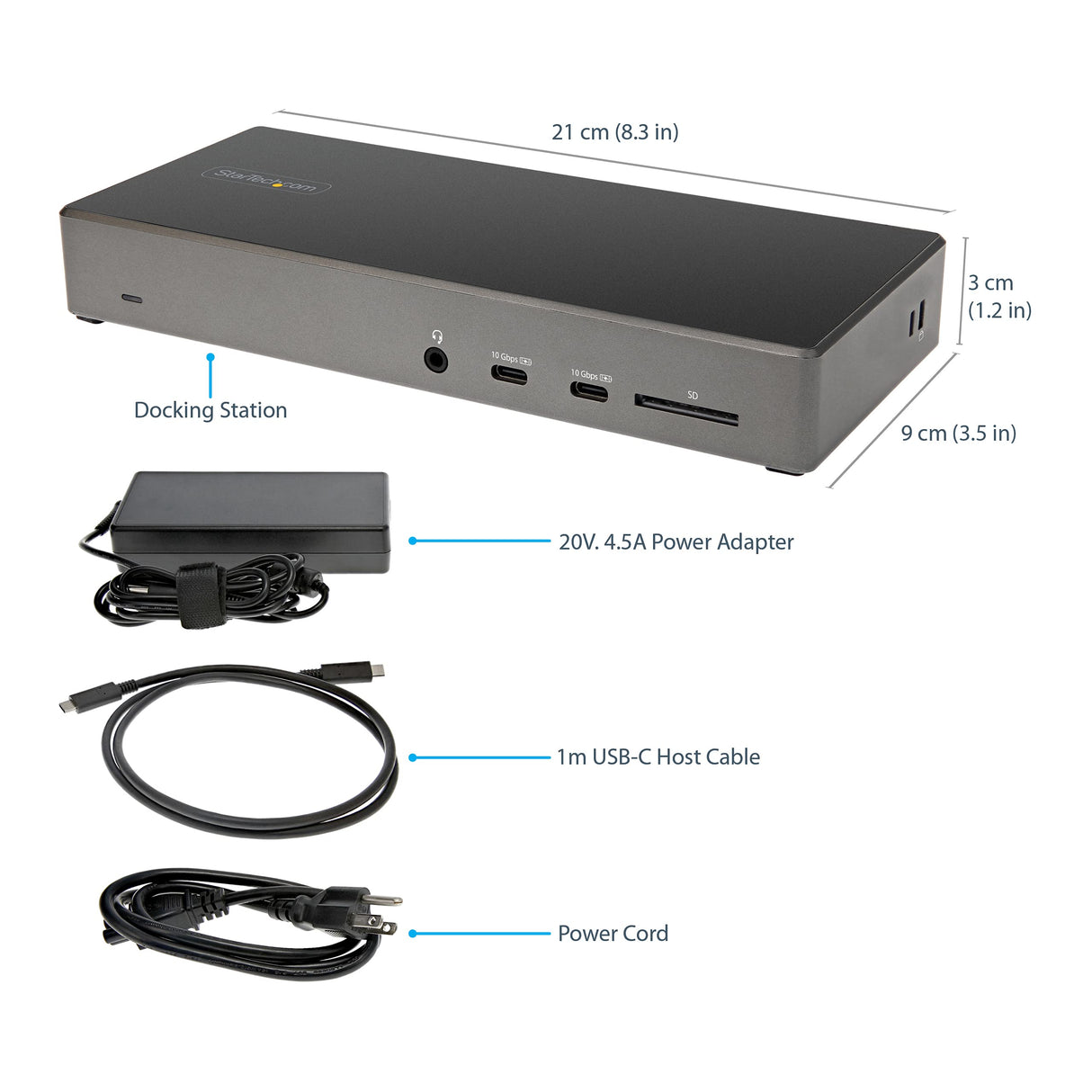 StarTech.com Dock USB-C, para 3 Monitores de 4K, con 100W de Entrega de Alimentación PD, Modo Alt DP 1.4 y DSC - 2x DisplayPort 1.4/HDMI 2.0, 6xUSB, Windows o Chrome, DK31C2DHSPDUE