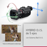 Panasonic HC-X1600E 4K 60p Videocámara Profesional con Lente Gran Angular de 25 mm, Zoom Óptico de 24x, OIS Híbrido de 5 Ejes, Wi-Fi, USB PD, Negra