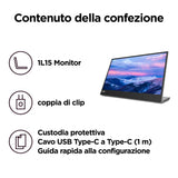 Lenovo L15 Monitor Portátil, Pantalla 15.6" FullHD IPS, 1920x1080, 60Hz, 6ms, Entrada 2 x USB-C, Cable USB-C a USB-C, Ajustable en Inclinación, Gris