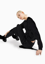 Armani Exchange Cotton French Terry Sweatshrt with All Over AX Logo Sudadera, Negro, XL para Mujer