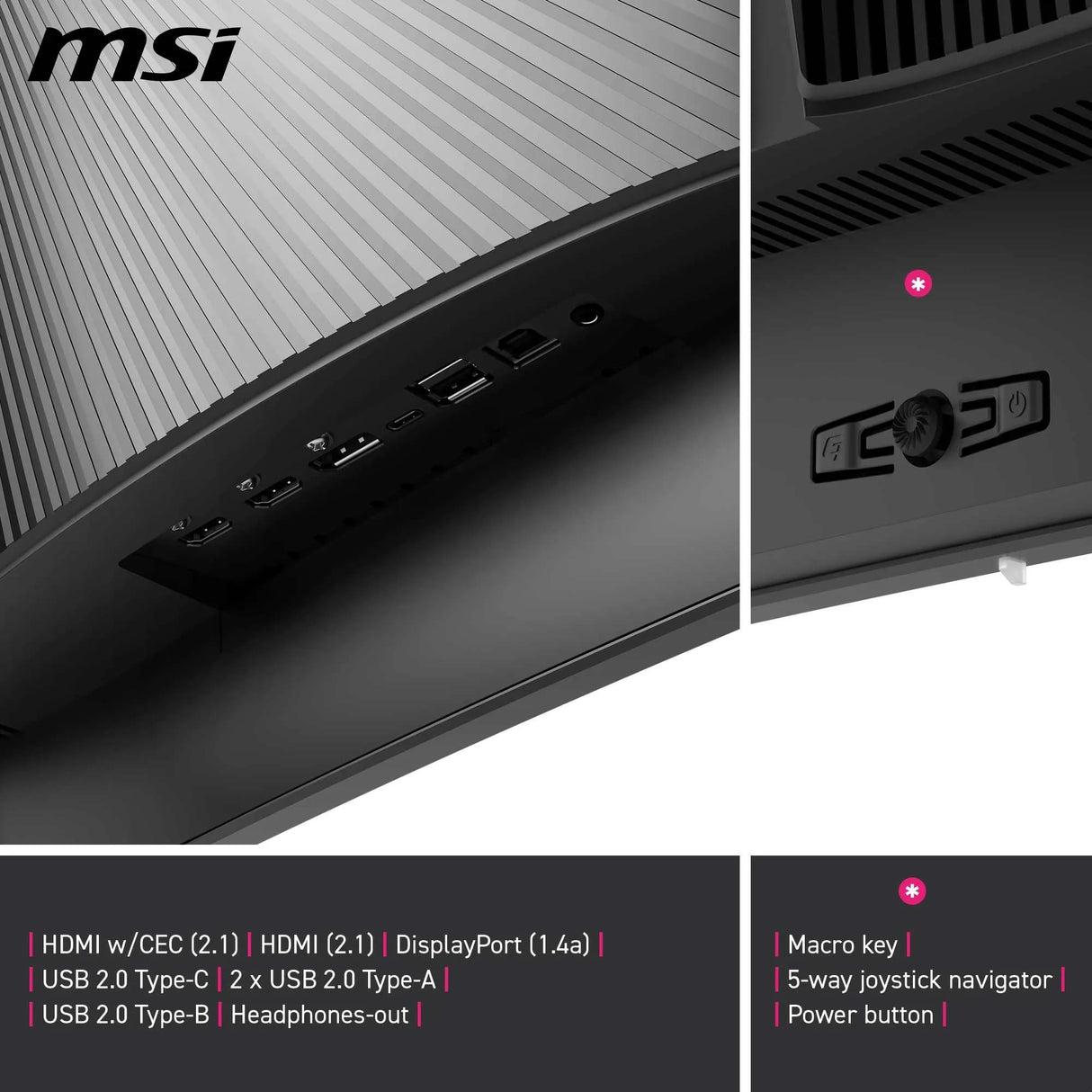 MSI MPG 491CQPX QD-OLED Monitor Curvo Gaming de 49" DQHD, 1800R, 5120 x 1440 Quantum Dot OLED Panel, 240Hz/0.03ms, 99% DCI-P3, Display HDR True Black 400, KVM, Negro