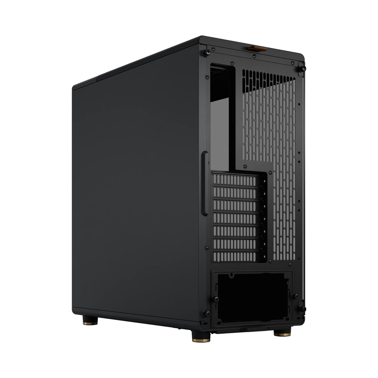 Fractal Design North Charcoal Black Tempered Glass Dark - Frente de Madera de Nogal - Panel Lateral de Vidrio - Incluye Dos Ventiladores Aspect PWM de 140 mm - Puerto USB Tipo C