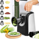 Cortador de verduras eléctrico automático QC-78, rallador eléctrico de cocina con 5 cuchillas cónicas, 150 W, rallador eléctrico con control de un botón (negro)