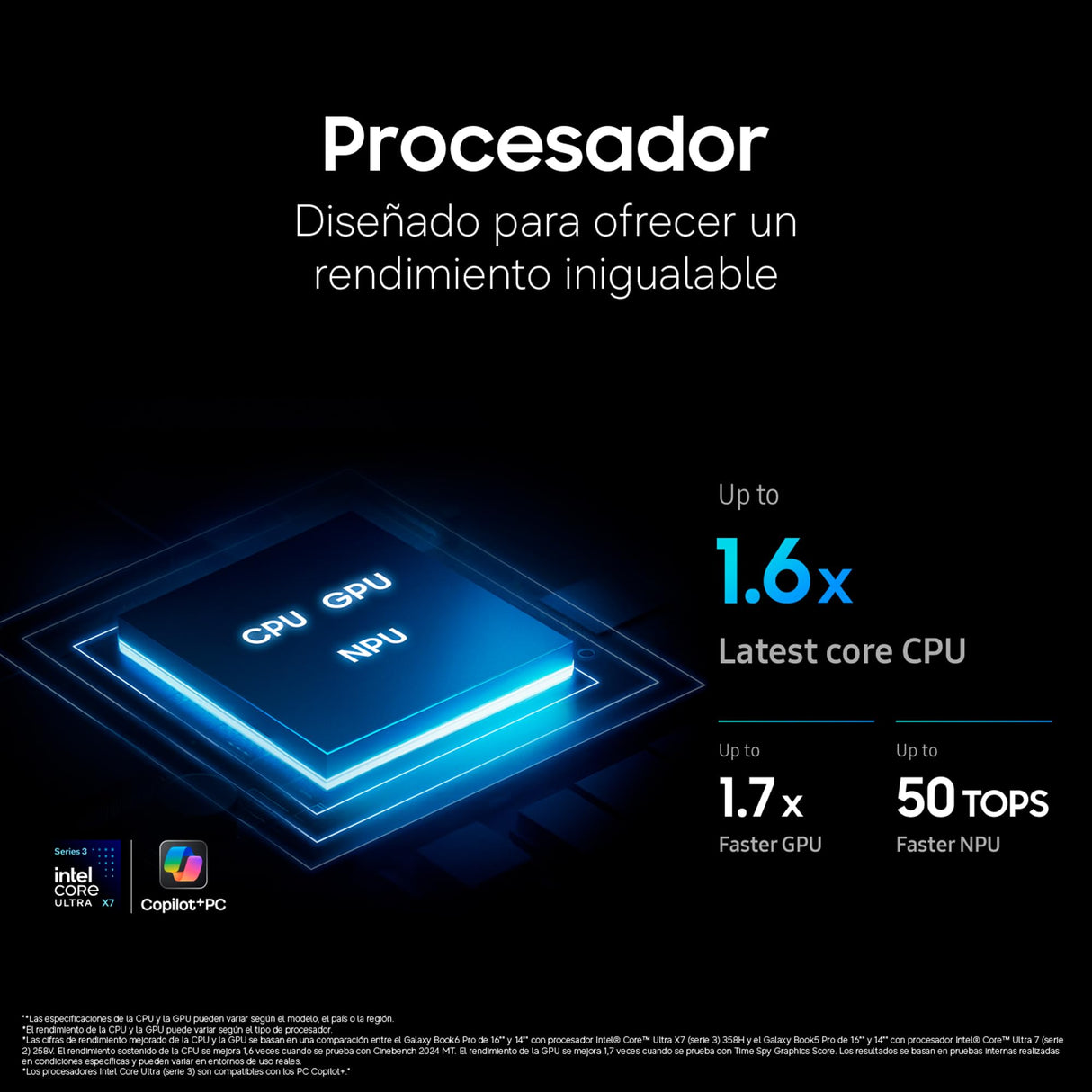 Samsung Portátil Galaxy Book6 Pro, Copilot+ PC, Intel Core Ultra 7-356H, 16GB, 512GB SSD, 16", W11
