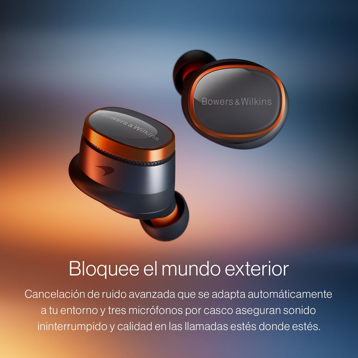 Bowers & Wilkins Pi8 McLaren Edition, Auriculares In-Ear Inalámbricos Premium con Cancelación de Ruido, Bluetooth 5.4, Carga Rápida, Conectividad Multipunto y Micrófonos Integrados