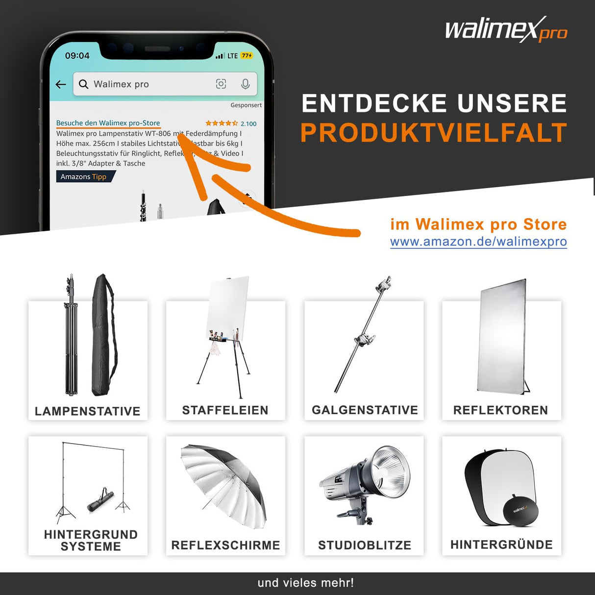 Walimex 15769 - Trípode Completo, Negro