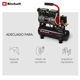 Einhell Compresor TE-AC 6 Silent (compresor silencioso con 550 W, máx. 8 bar, motor exento de aceite y servicio, depósito de 6 l, manómetro y acoplamiento rápido, válvula de seguridad)