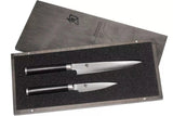 KAI Shun Classic Juego de cuchillos de chef japonés 2 piezas - Cuchillo multiusos con hoja de 15 cm + Cuchillo de oficina con hoja de 9 cm - Cuchillo de Damasco de 32 capas con núcleo VG MAX - 61 HRC